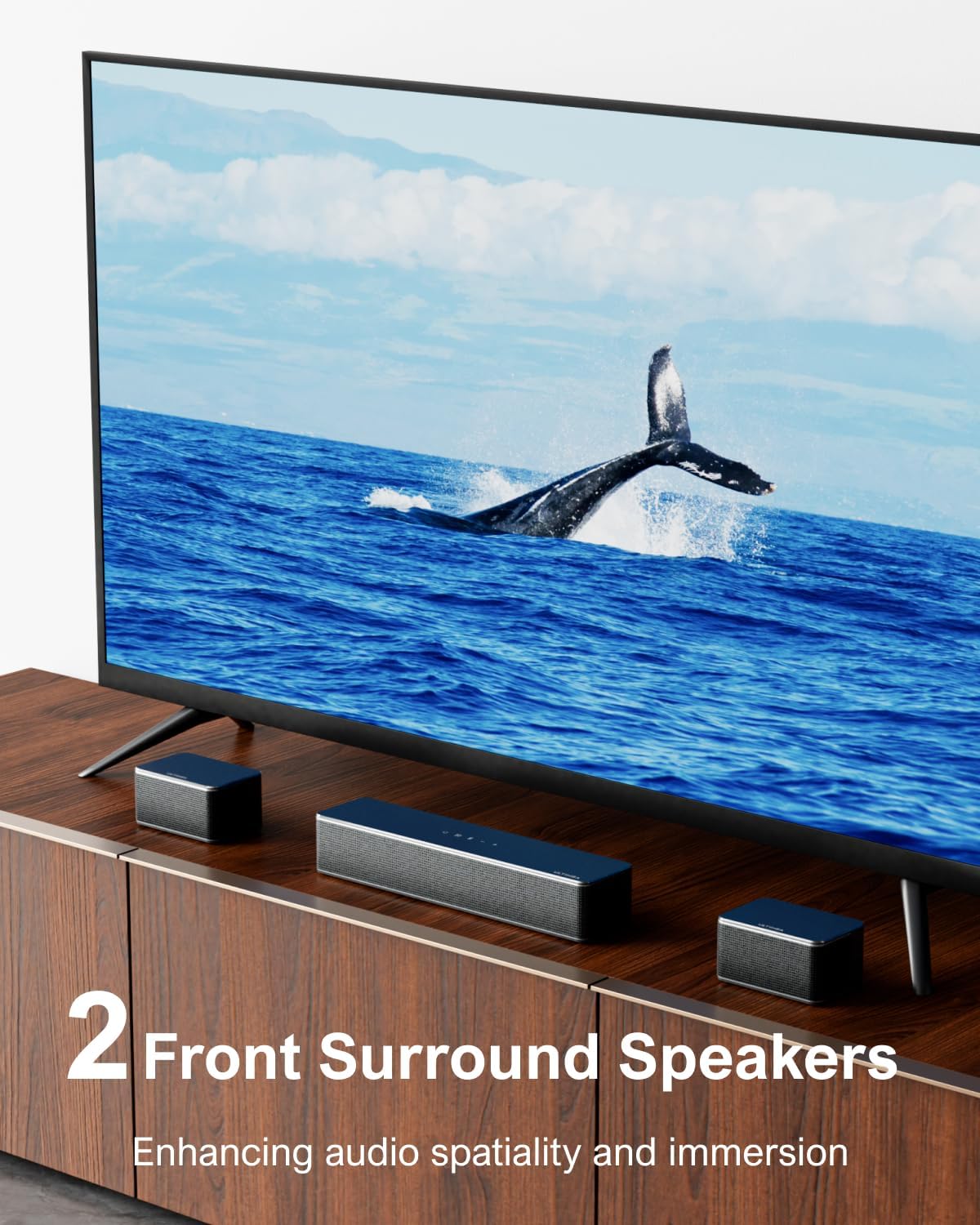 7.1 Virtual Surround Sound System for TV with Subwoofer and Wired Surround Speakers, 410W Home Theater Q660