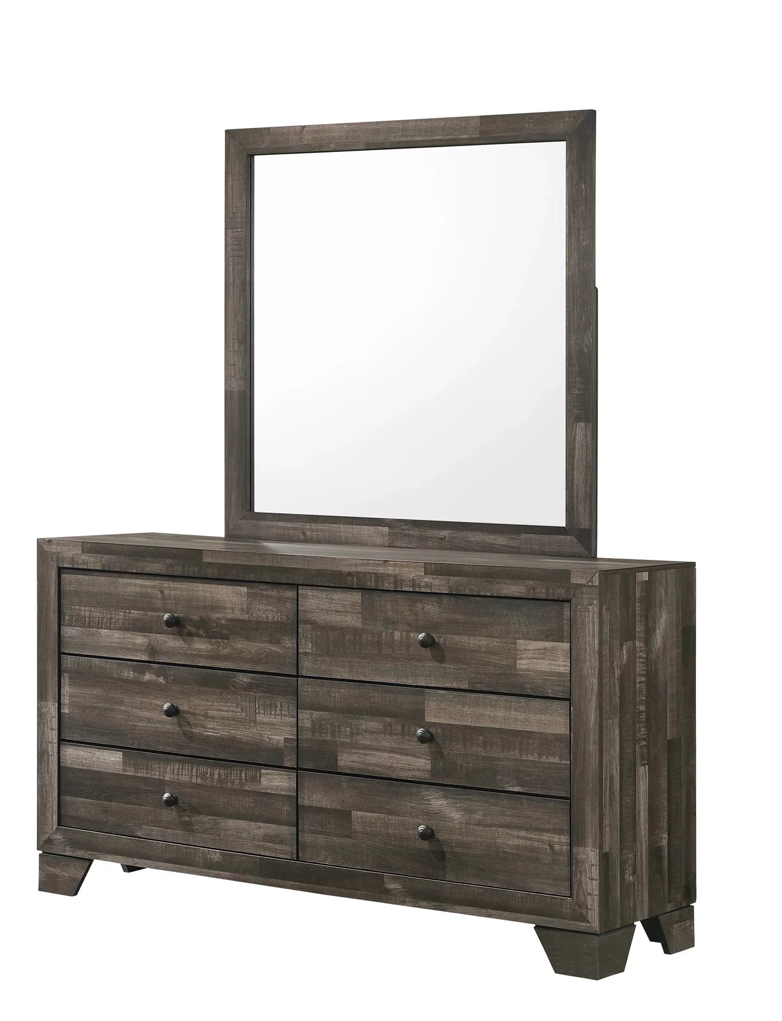 Queen Size Platform Bedroom Set with Dresser, Mirror and Nightstand A10276
