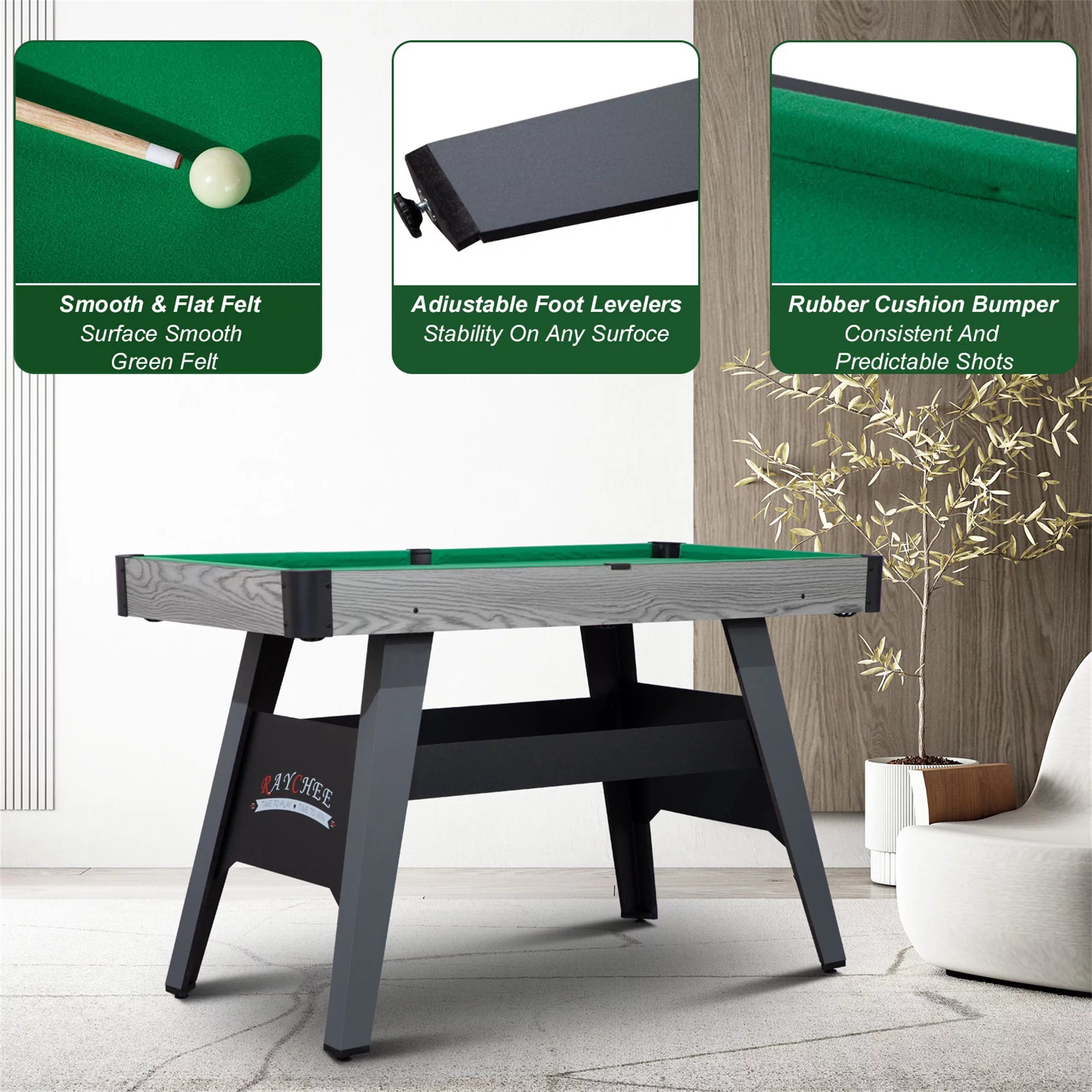 Portable 4-Ft Billiard Table with 2 Cue Sticks and Ball Set T182