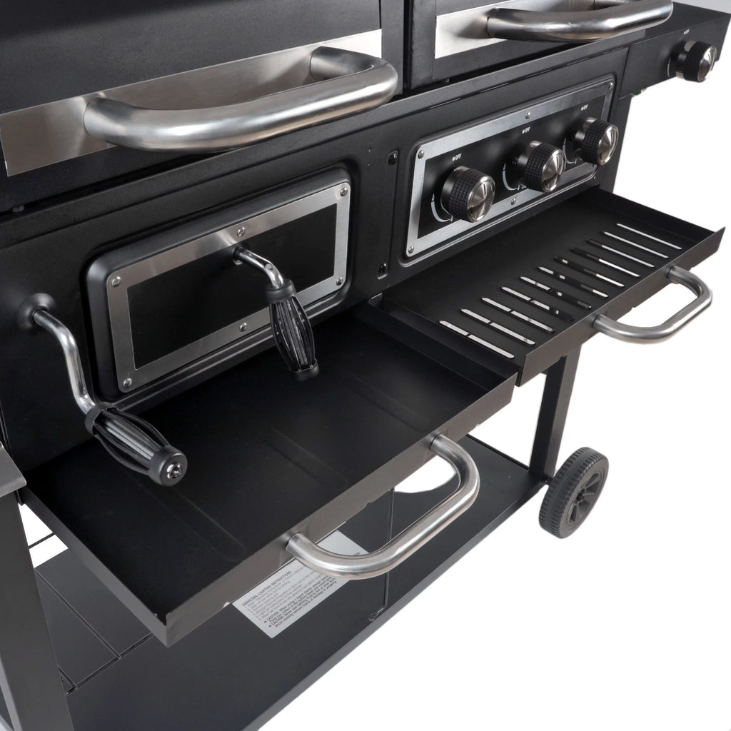 Dual Fuel Gas & Charcoal Combo Grill, Black with Stainless G2724