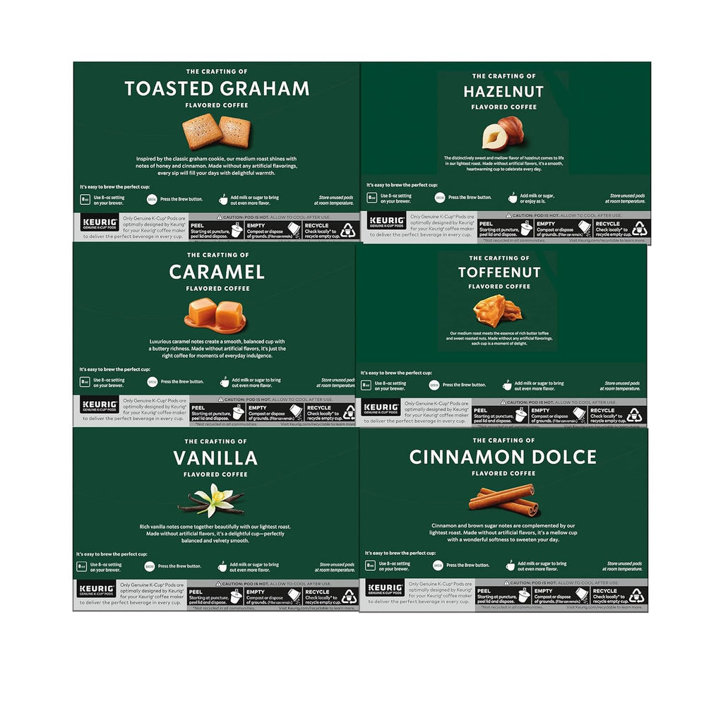 Variety Pack Flavored Coffee Pods for Keurig Brewers E3738