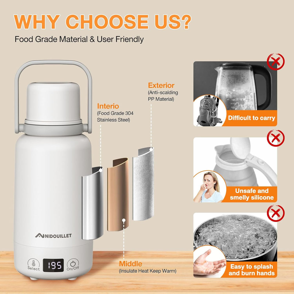 Portable Electric Kettle 1L for Travel Tea Coffee C363