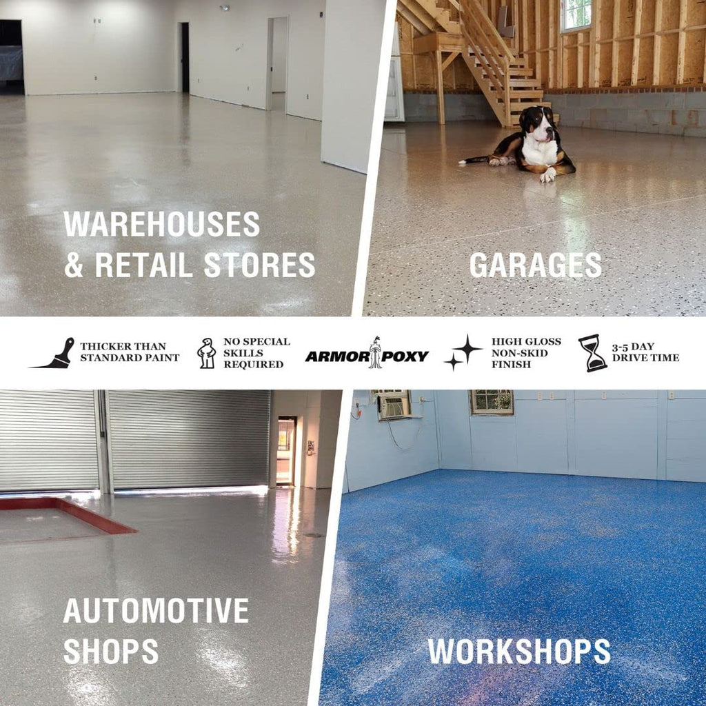 Garage Floor Epoxy Kit, 900 Sq Ft, Gray, Industrial Grade A639430