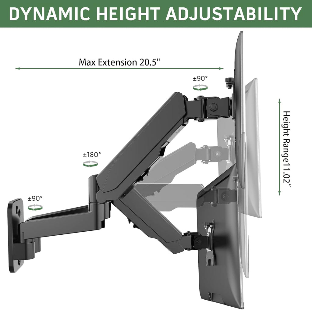 Dual Monitor Wall Mount for Two 17-32 Inch Screens, Height Adjustable K81622