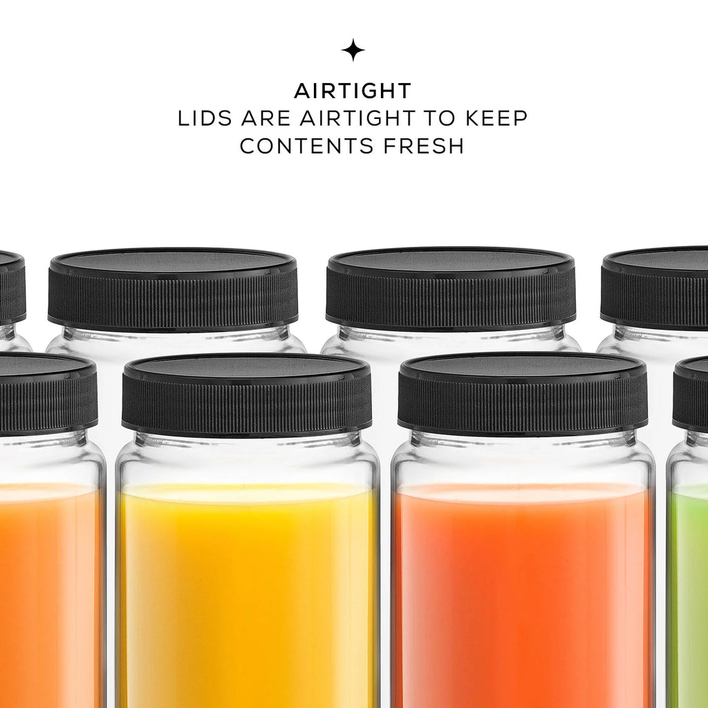 Glass Juice Bottles with Leakproof Lids, Set of 8 G499
