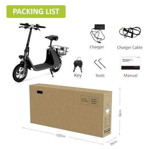 Foldable Electric Scooter for Adults with Seat and Basket M203932