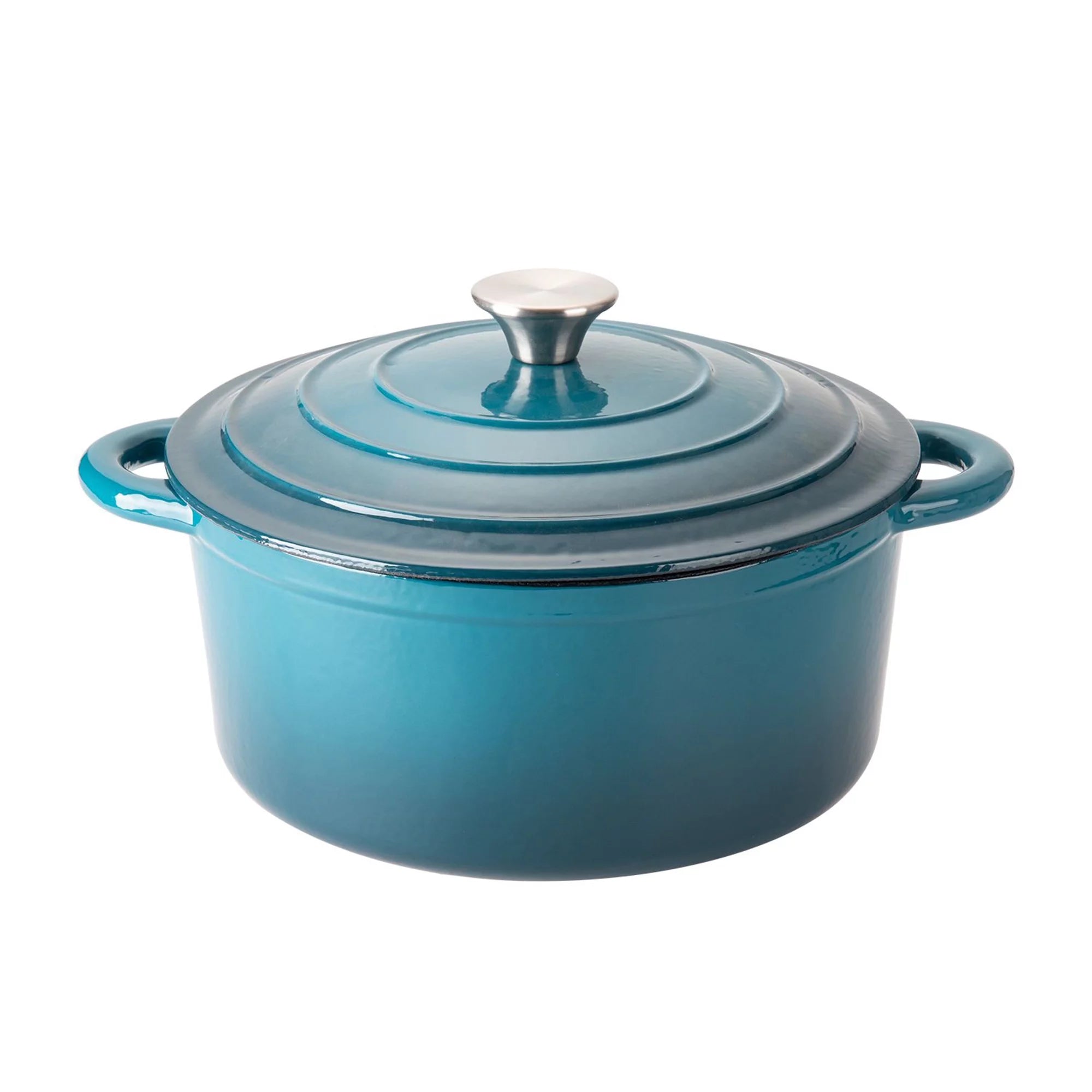 Hamilton Beach 5.5 Quart Enameled Cast Iron Covered Dutch Oven Pot, Navy