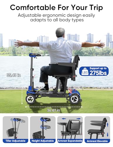 Ultra Lightweight Folding Mobility Scooter for Adults, 4 Wheel Travel Scooter W520
