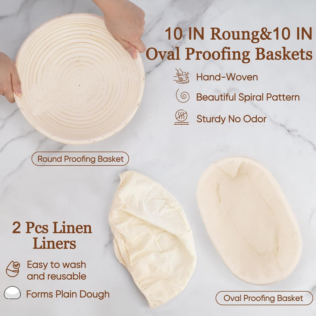 Sourdough Bread Proofing Basket Set with Baking Supplies J9429