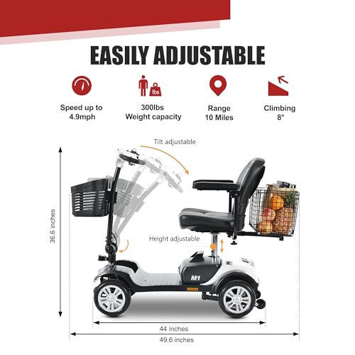 Folding 4 Wheel Mobility Scooter for Seniors Adults Electric Travel Scooter U5982