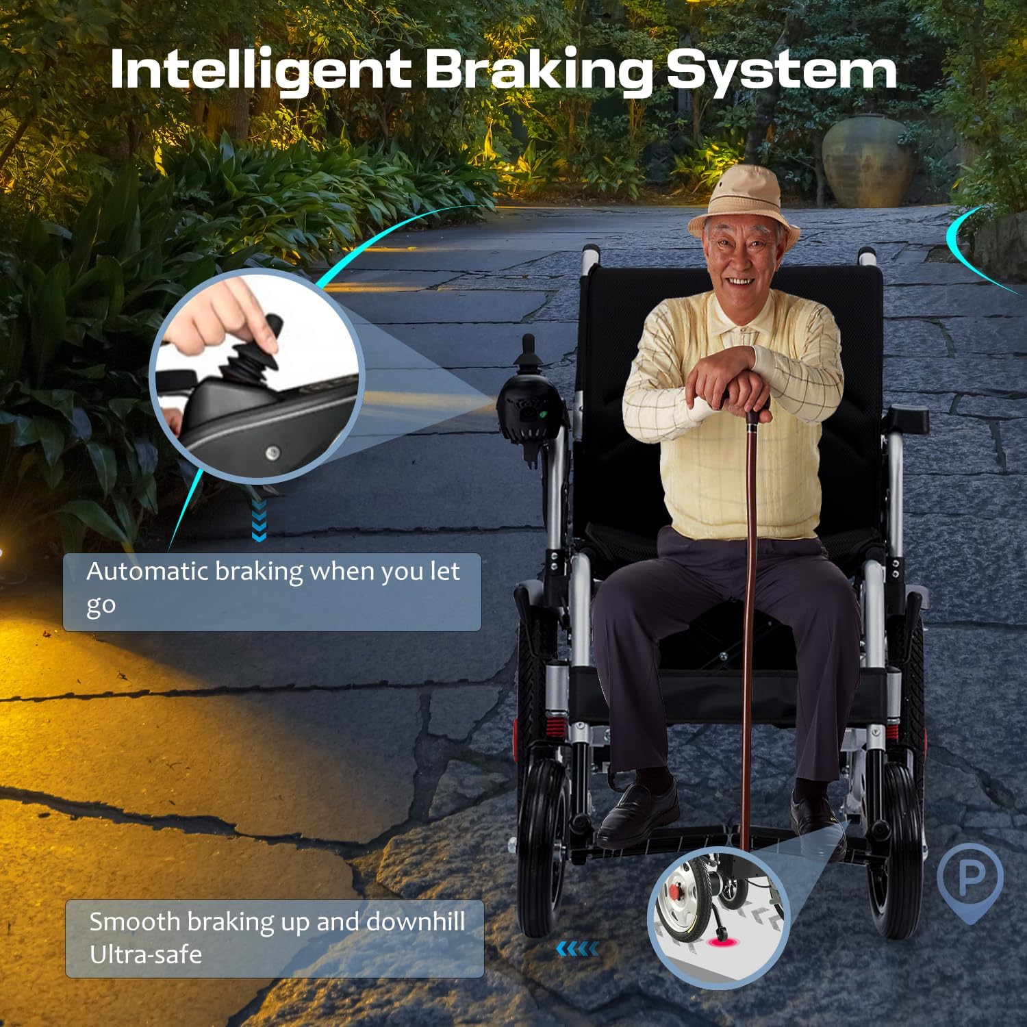 Foldable Electric Wheelchair for Adults, 500W Motor, 20 Mile Range E5578