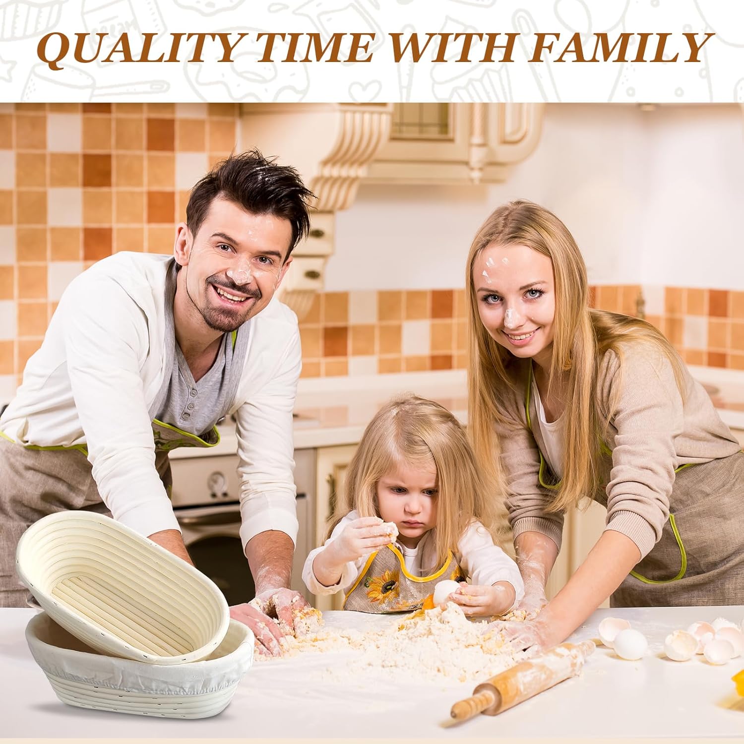 Bread Proofing Baskets Set of 2, 10 Inch Oval Cane Sourdough Rising Basket I904581
