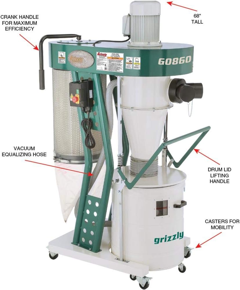1-1/2 HP Portable Cyclone Dust Collector G1091