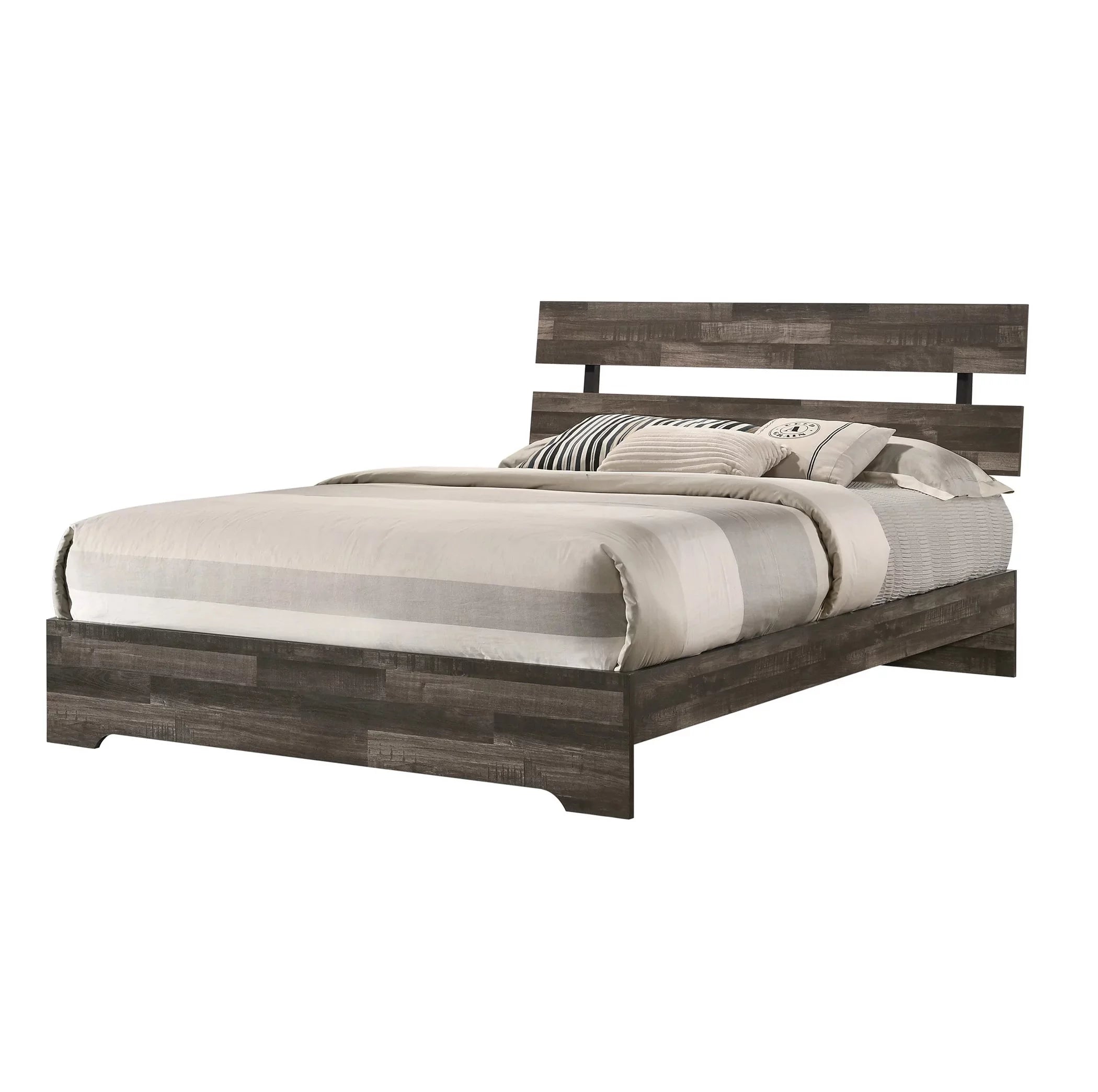Queen Size Platform Bedroom Set with Dresser, Mirror and Nightstand A10276
