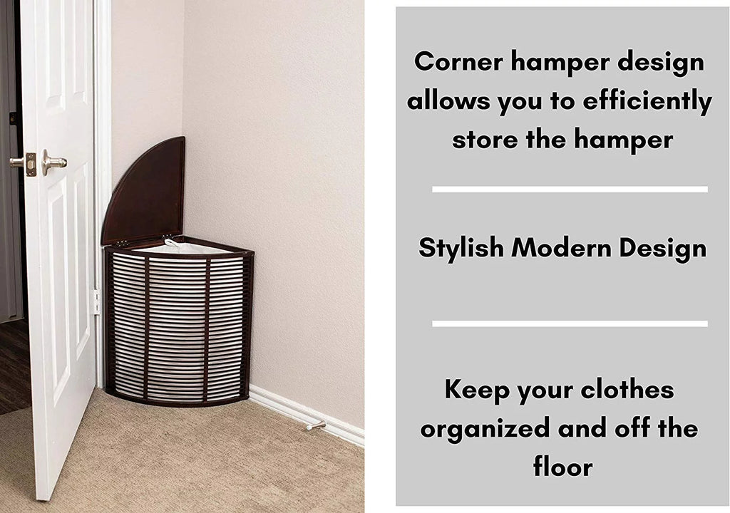 Compact Corner Laundry Hamper with Lid - Black Y850137