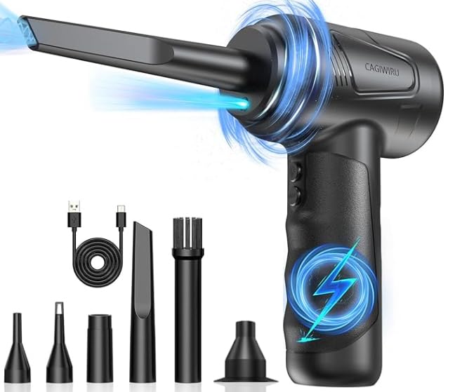 Cordless Air Duster for Cleaning Keyboard PC with 3 Speeds and LED Light P90655