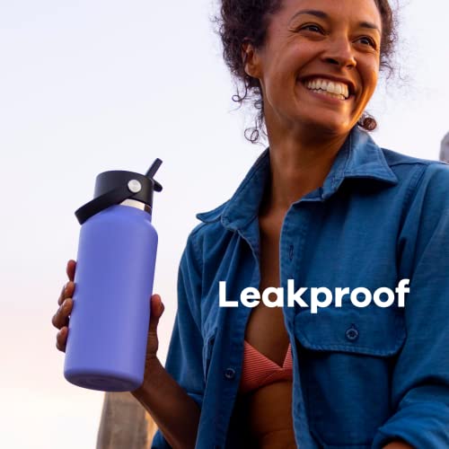 Wide Mouth insulated stainless steel water bottle with leakproof straw lid I4904