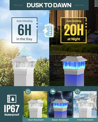 Solar Post Lights for Outdoor Deck Fence, 3 Modes, Waterproof LED, Black X831379