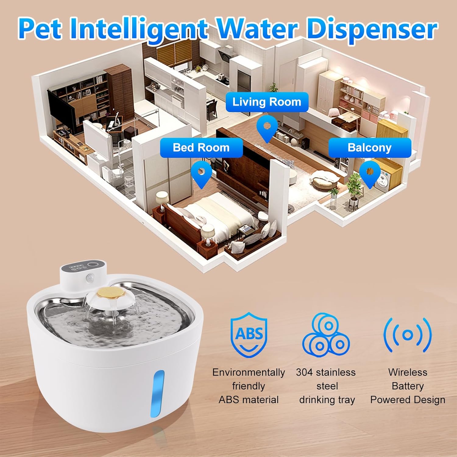 Automatic Dog Water Dispenser with Stainless Steel Tray A90248