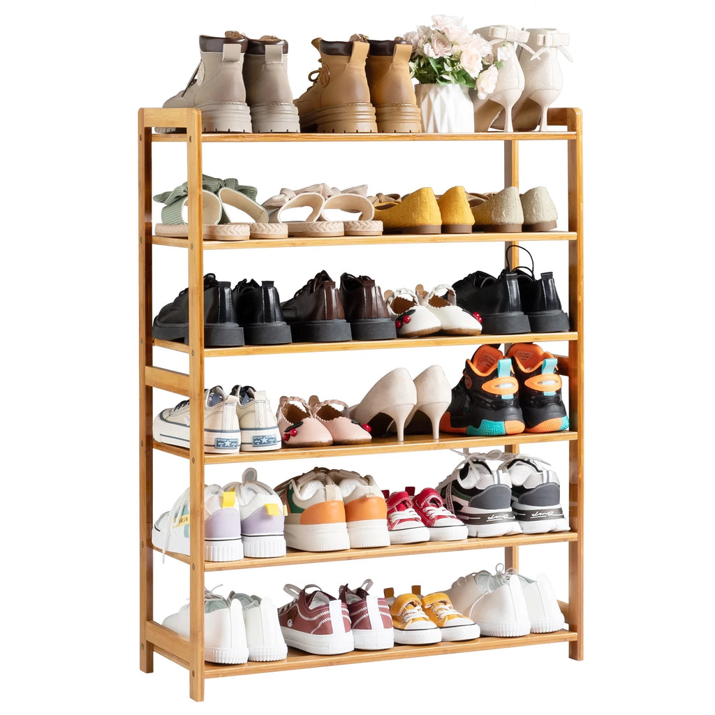 Bamboo Shoe Storage Rack 6-Tier, Holds 18-24 Pairs T72710