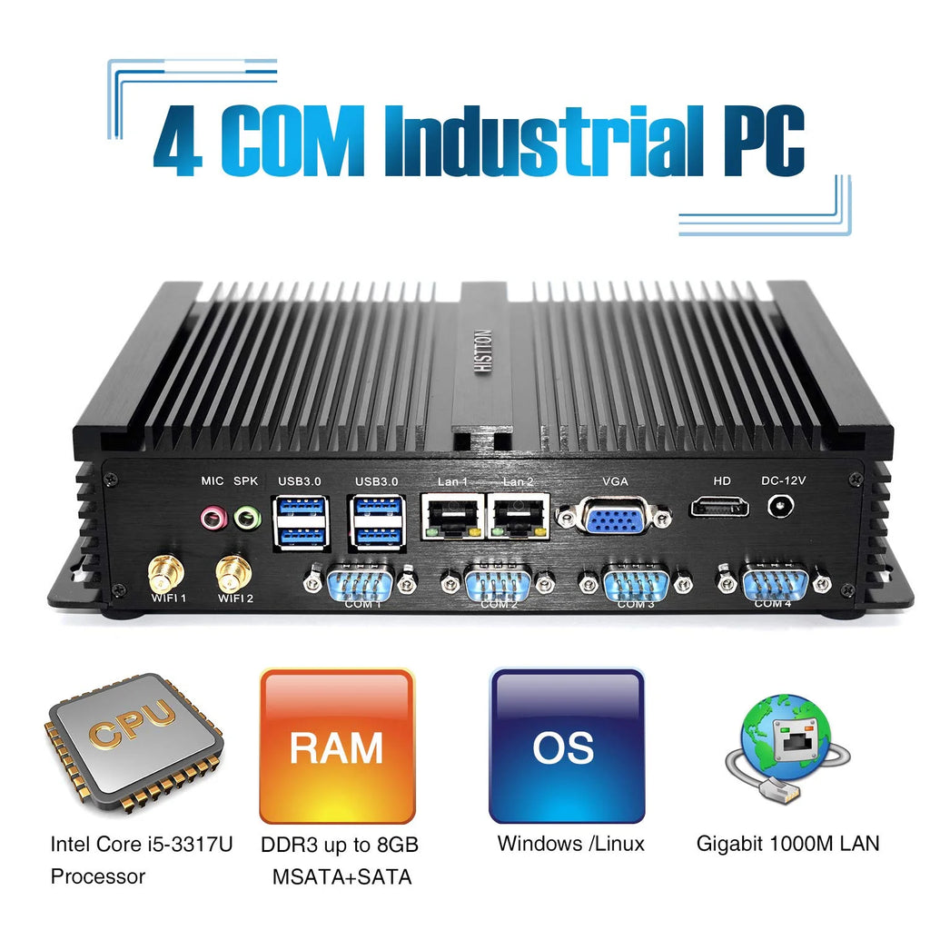 Fanless Mini PC Intel Core i5 8GB 512GB 4K HDMI WiFi J60380