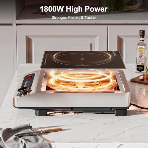 Induction Cooktop, 1800W Portable Burner with Timer Y4884