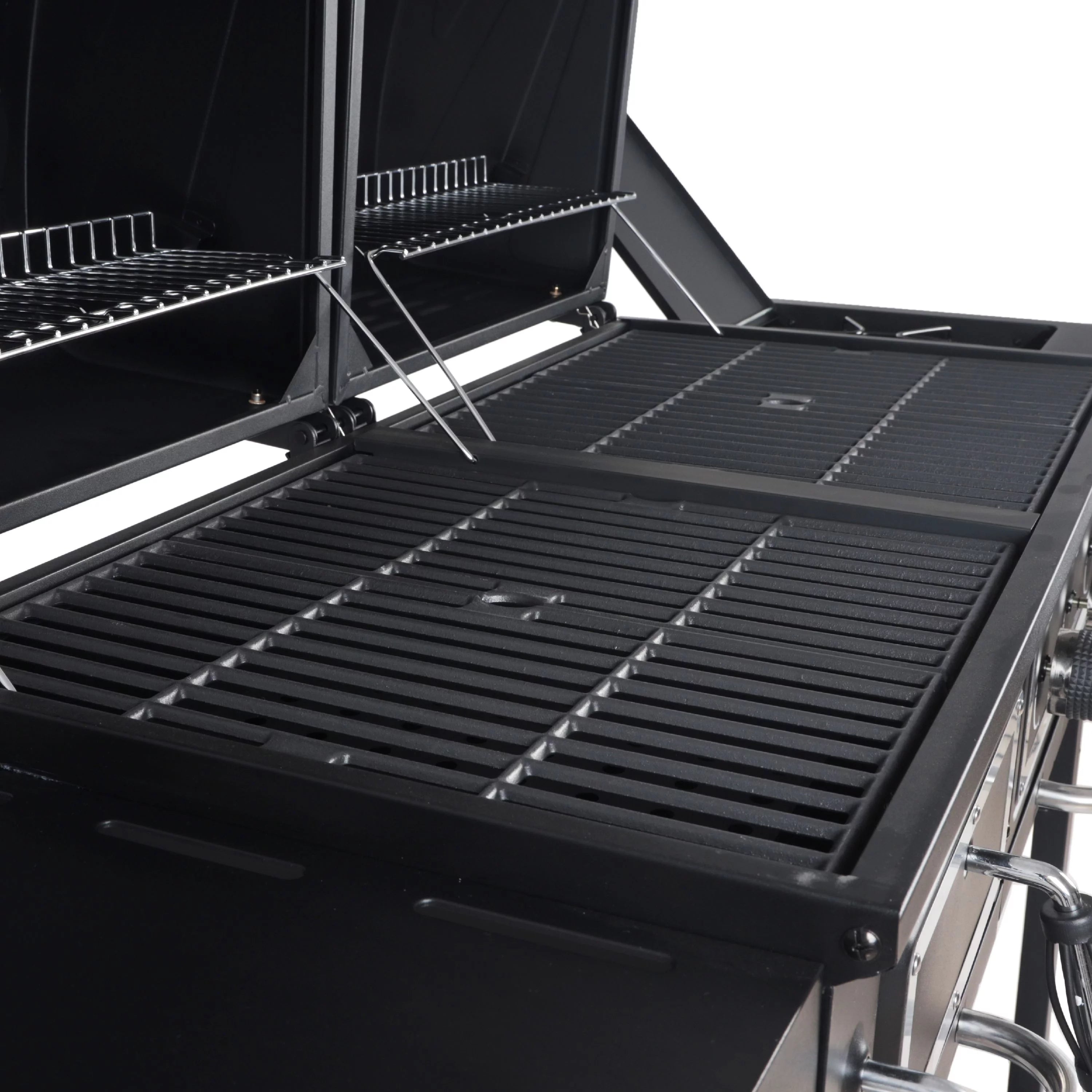 Dual Fuel Gas & Charcoal Combo Grill, Black with Stainless G2724