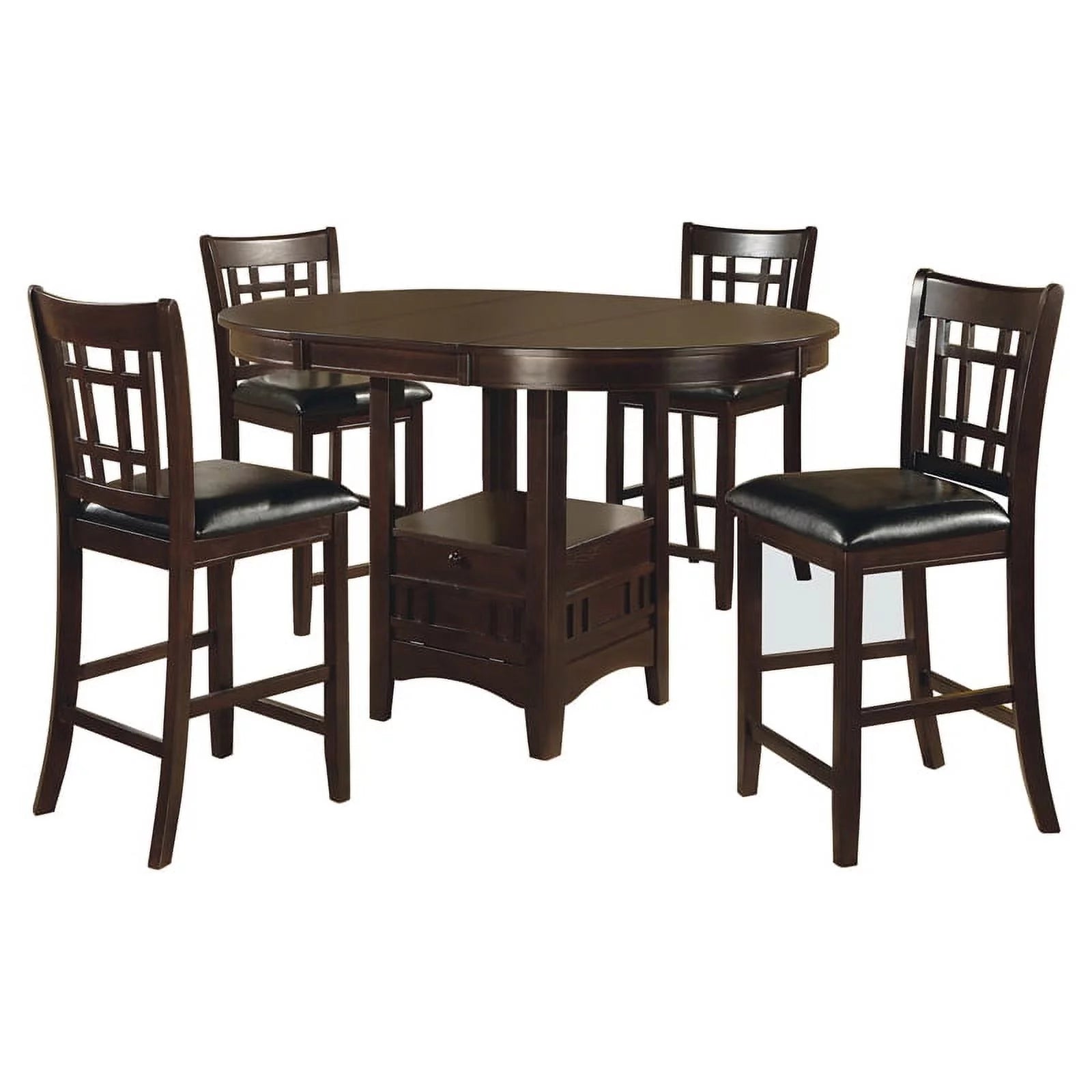 5-Piece Counter Height Dining Room Set Espresso and Black E80852