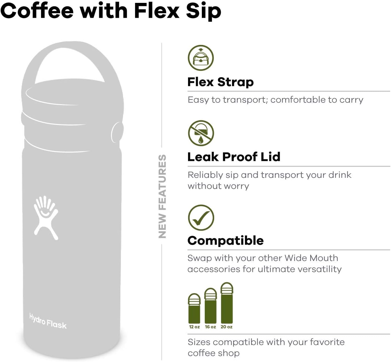 16 oz Wide Mouth Bottle with Flex Sip Lid W20397