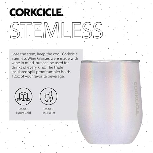 Insulated Stemless Wine Glass Tumbler, 12 oz, Stainless Steel, Powder Blue X9797