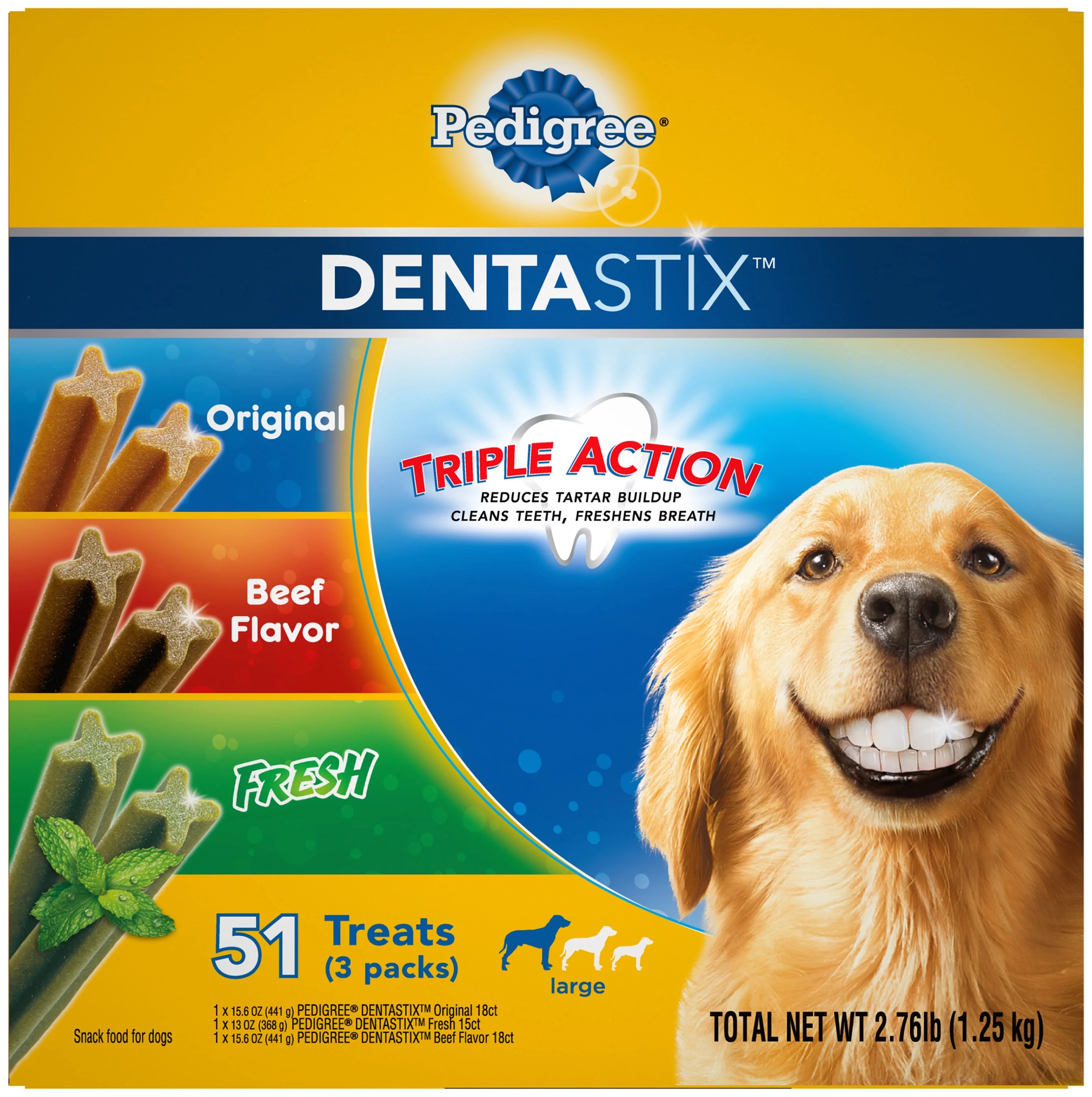 Dental Treat for Dog, Beef, Chicken & Mint Flavor, 51 Count J670725