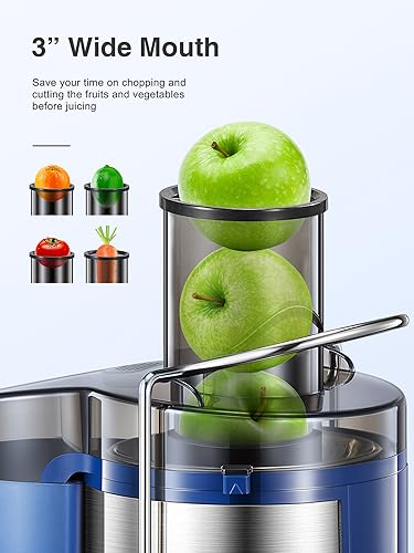 Juicer Machine, 800W Centrifugal Extractor with Wide Mouth Feed Chute, Stainless Steel, BPA-free Y425329
