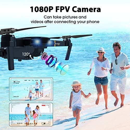 Foldable Camera Drone for Adults Kids, 1080P FPV, 2 Batteries D499