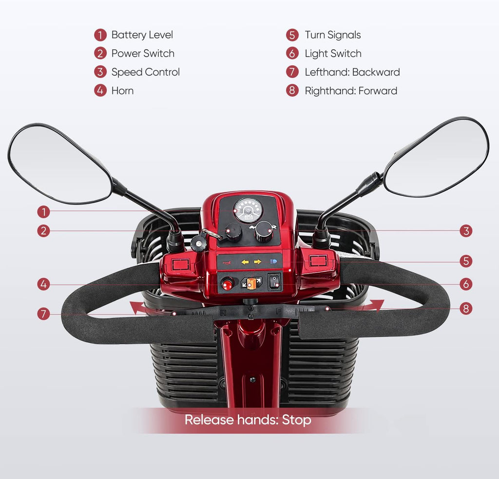 4 Wheel Mobility Scooter for Seniors, Collapsible with Basket A60342