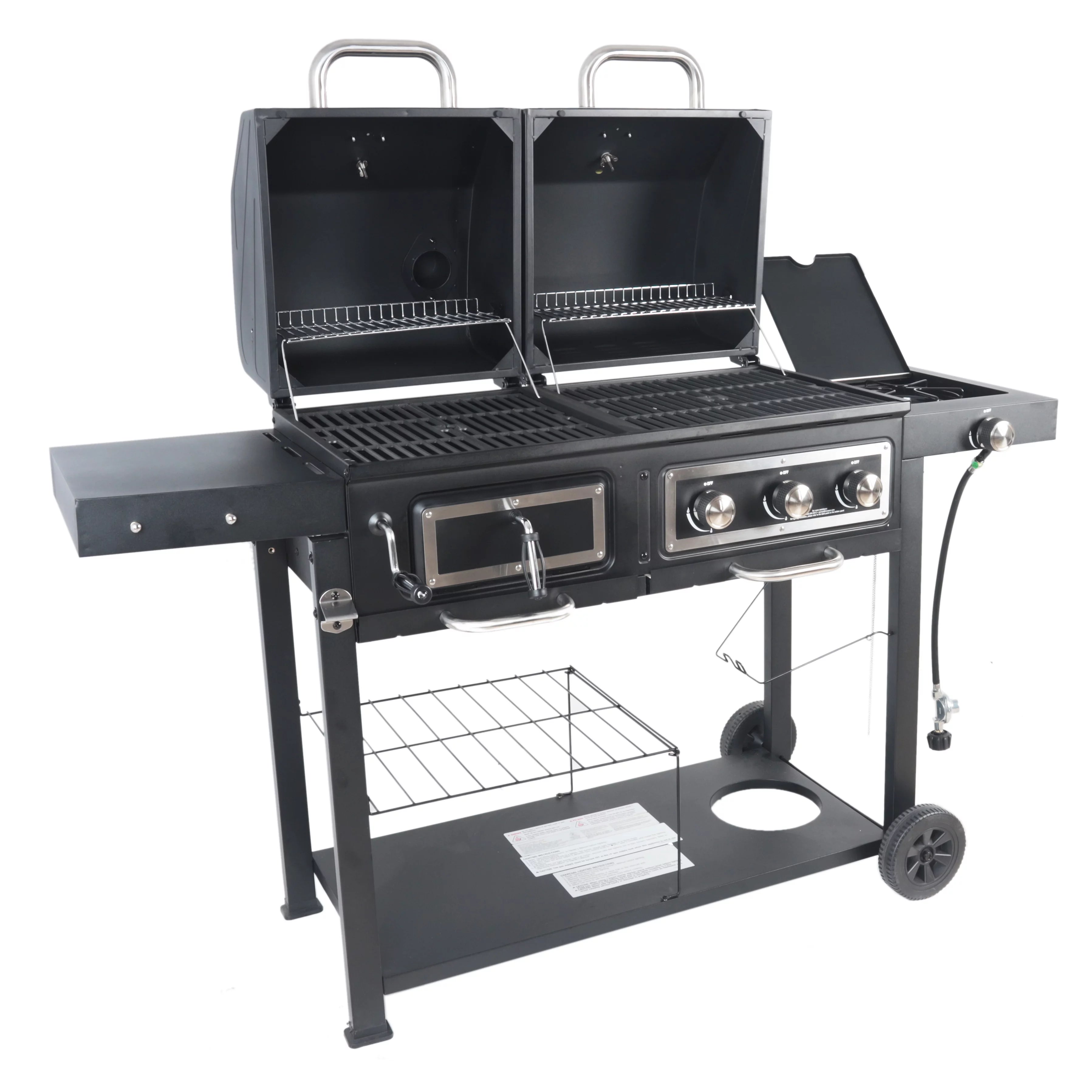 Dual Fuel Gas & Charcoal Combo Grill, Black with Stainless G2724