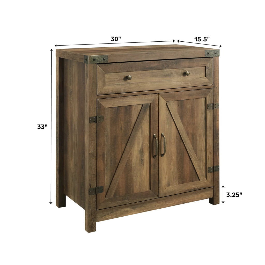 Farmhouse Barn Door Accent Cabinet, Reclaimed Barnwood E405888
