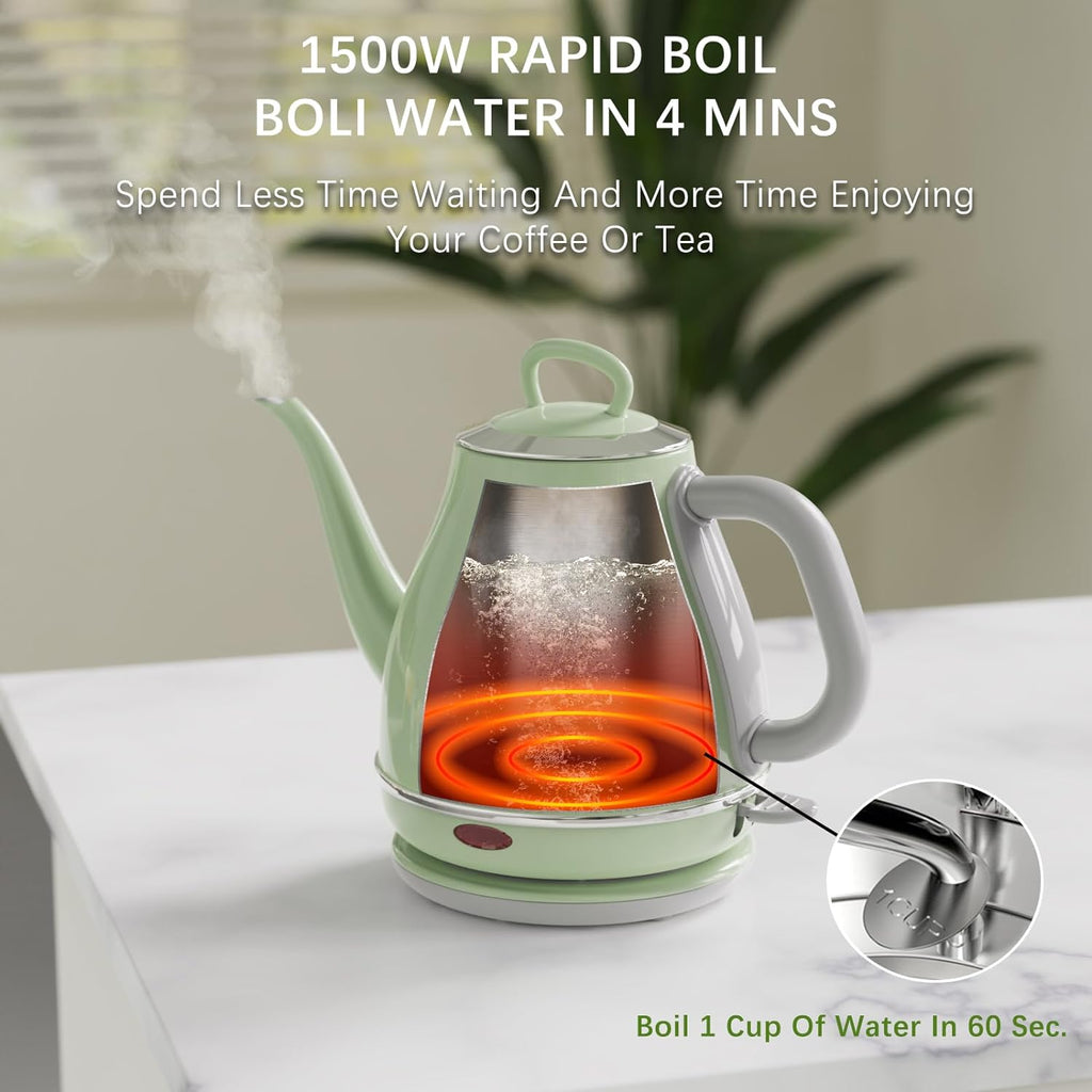 Gooseneck Electric Kettle, 1L Stainless Steel, Auto Shut-Off U23807