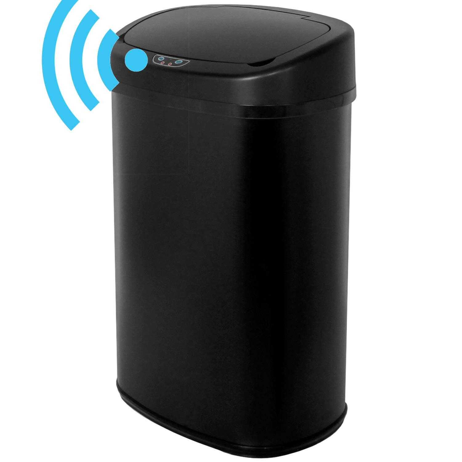 13 Gallon Black Stainless Steel Touch-Free Sensor Trash Can with Lid L921