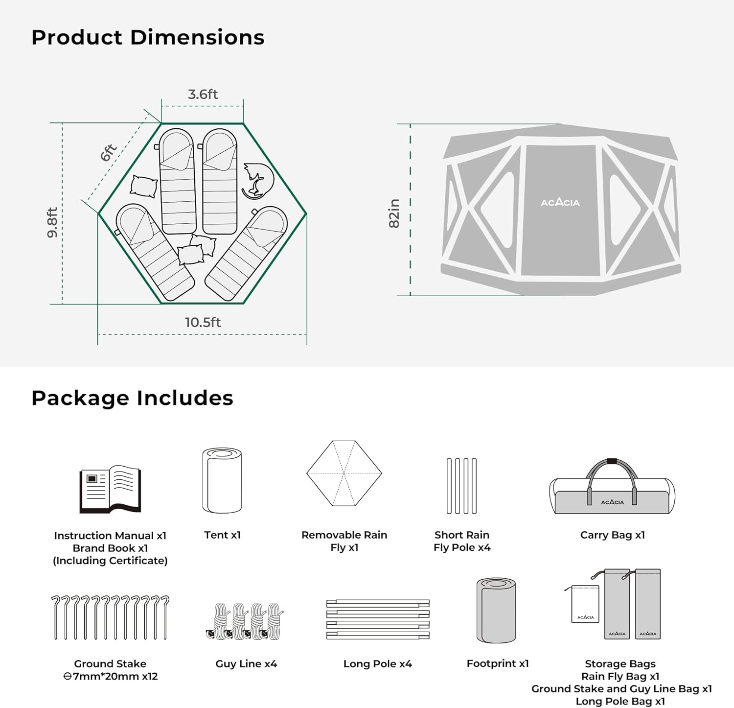 Space Camping Tent XL, 4-6 Person, Waterproof Pop Up Hub Tent U334