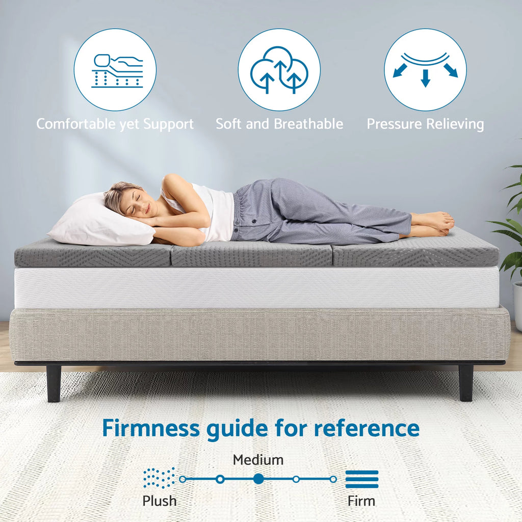 Tri Fold Memory Foam Mattress with Washable Cover for Floor, RV, Camping D324885