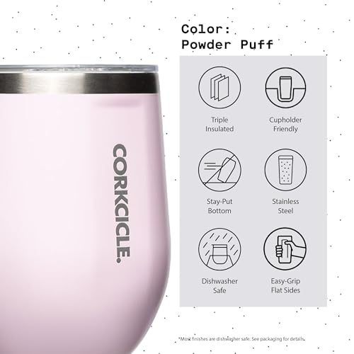 Insulated Stemless Wine Glass Tumbler, 12 oz, Stainless Steel, Powder Blue X9797