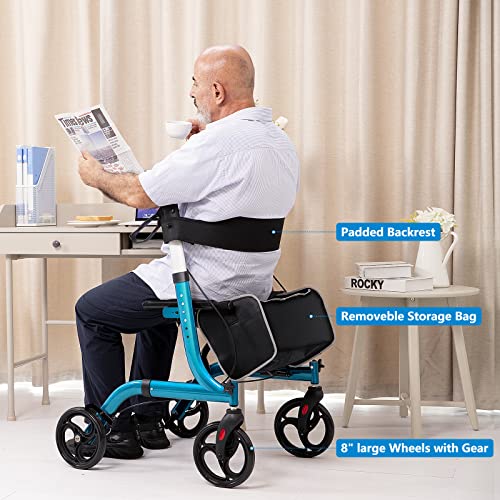 Rollator Walker for Seniors, Folding with Seat, 8-Inch Wheels, Lightweight Aluminum O8838