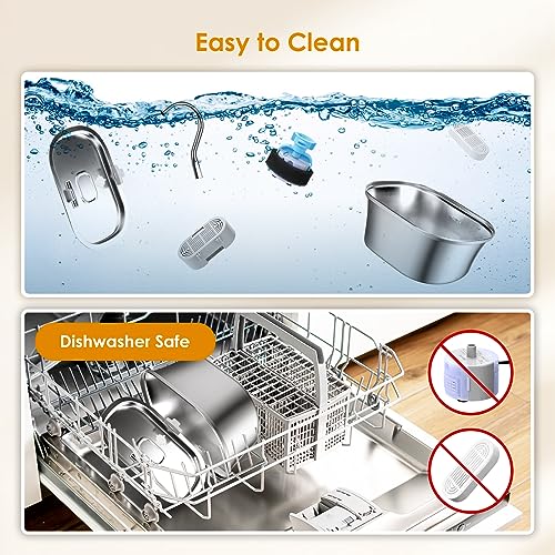 Cat Water Fountain with Water Level Window, 3.2L Stainless Steel E59293