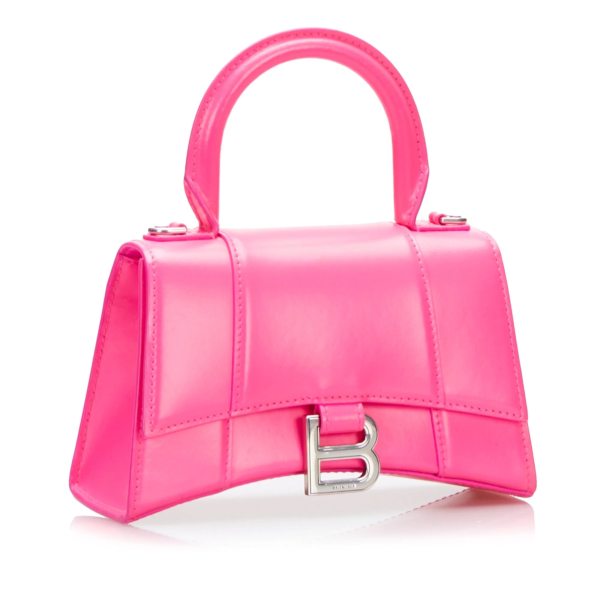 Pre-Owned Hourglass XS Calf Leather Pink Satchel P457642