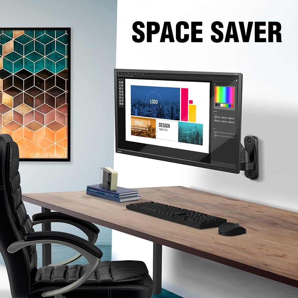 Full Motion Swivel Monitor Wall Mount for 17-35 Inch Displays, 15 Inch Arm Extension, Black Z39635