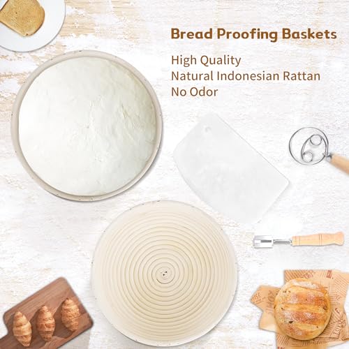 Bread Proofing Basket Kit with Linen Liner and Dough Tools M1098