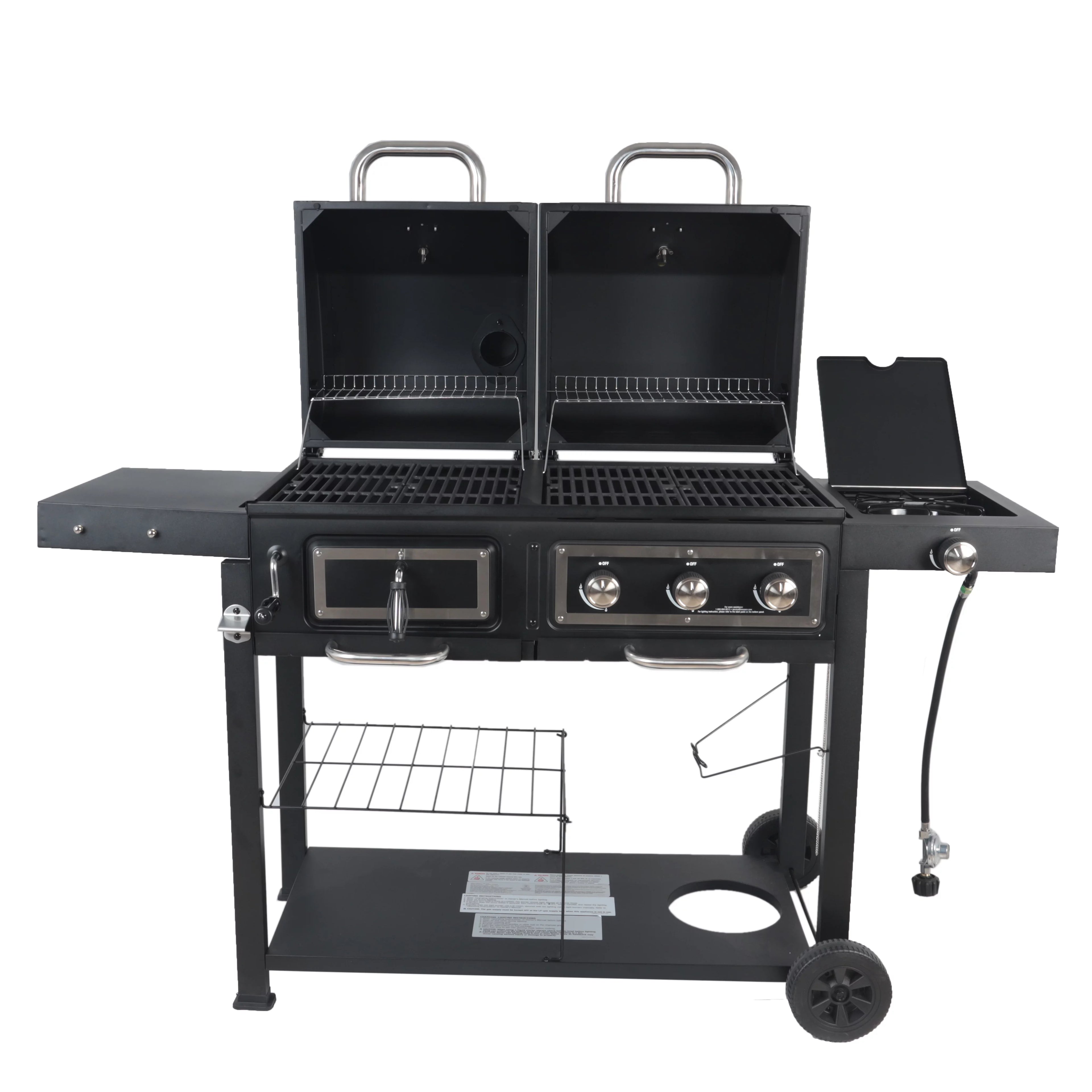 Dual Fuel Gas & Charcoal Combo Grill, Black with Stainless G2724