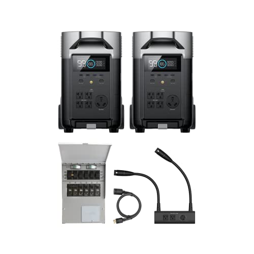EF ECOFLOW 8000Wh Home Battery Backup: 2 DELTA Pro 3 with 50 Amp Hub, 120/240V 8000W AC Output, Solar Generator for Home Use, Camping Accessories, Emergencies, Power Outages, RVs