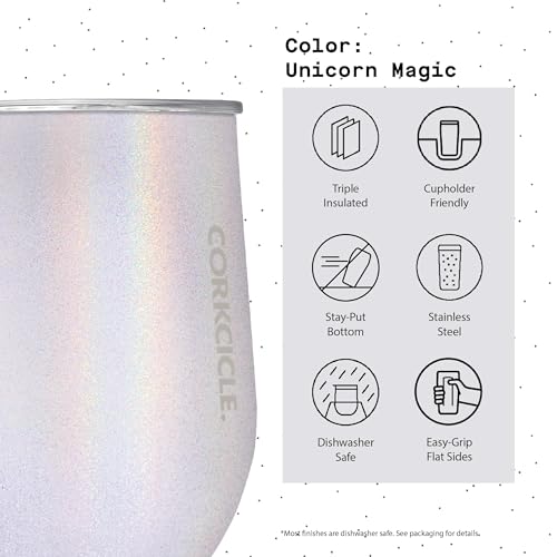 Insulated Stemless Wine Glass Tumbler, 12 oz, Stainless Steel, Powder Blue X9797