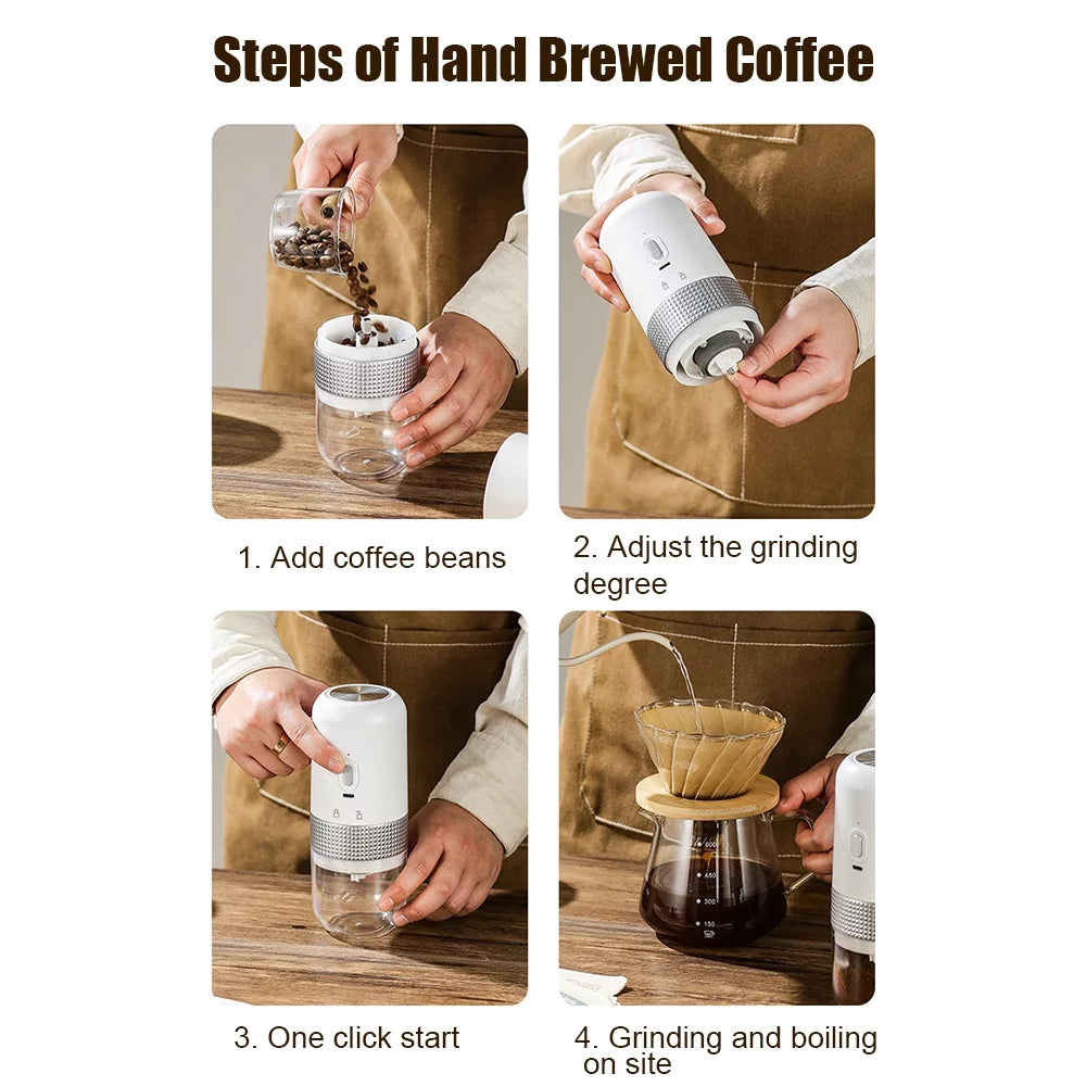 Portable Electric Burr Coffee Grinder, USB Rechargeable, Cordless J2960